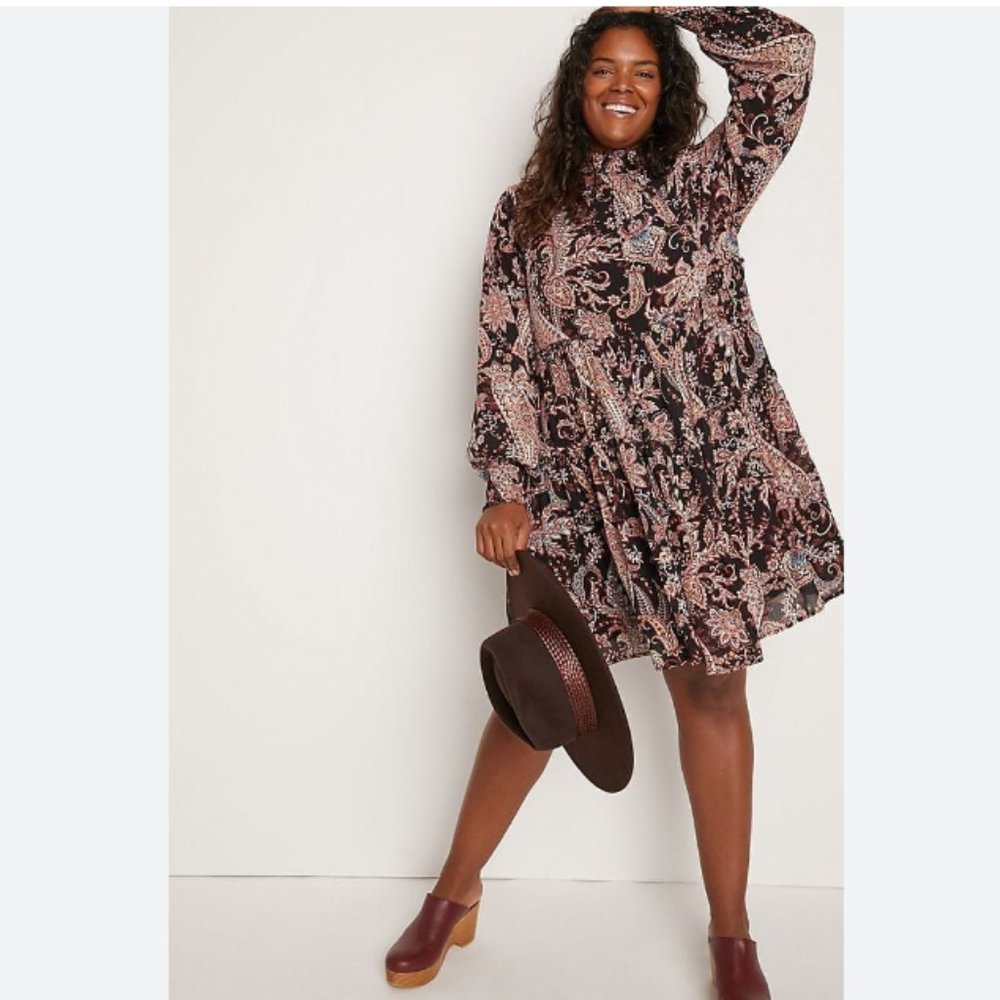 Anthropologie Cady Tiered Tunic Mini Dress- Plus Size